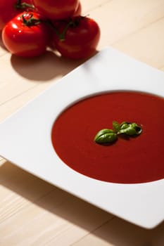 closeup of fresh tomato soup