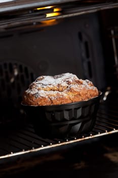 cake in the oven