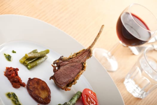closeup of grilled lamb chops
