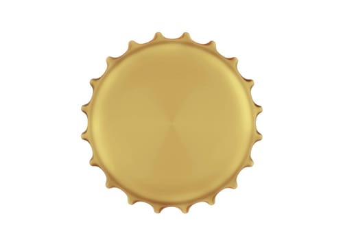 Golden bottle cap isolated on white background