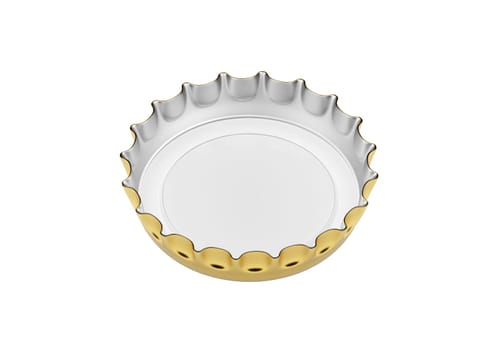 Golden bottle cap isolated on white background