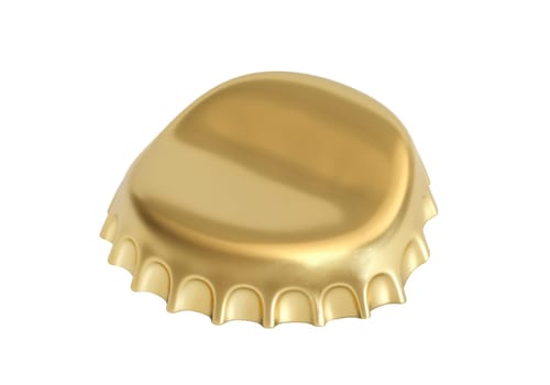 Golden bottle cap isolated on white background