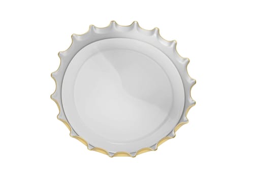 Golden bottle cap isolated on white background