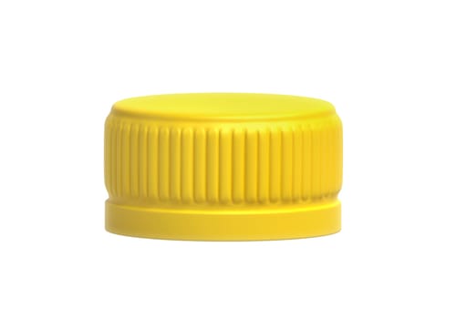 Yellow plastic bottle caps isolated on white background