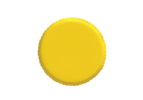 Yellow plastic bottle caps isolated on white background