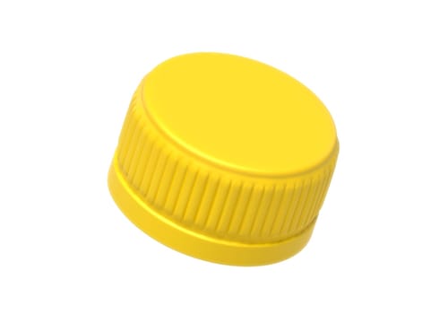 Yellow plastic bottle caps isolated on white background