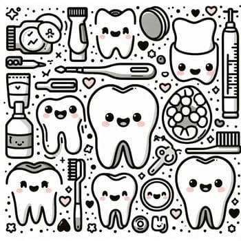 Cute dental clinic doodle illustration background