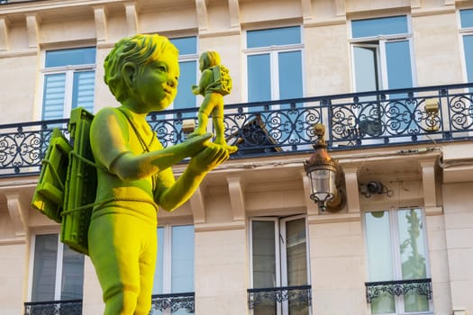 Lille, France - August 18 2022 : Kim Simonsson’s sculptures Moss People as part of the Utopia exhibition in Lille