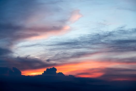 Beautiful sunset sky with clouds nature background