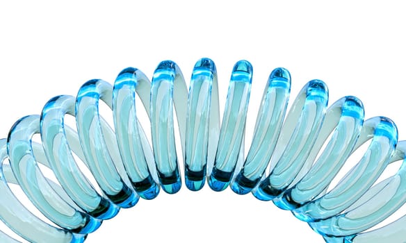 Abstract blue glass spiral isolated on white background 3d render