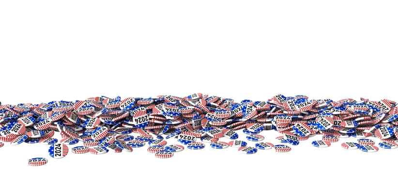 2024 themed usa  election buttons isolated on white background 3d render