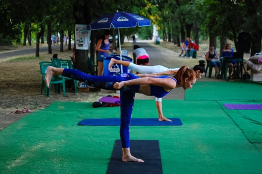Russia, Volgodonsk - may 19, 2015: Yoga classes Gymnastics for the body yoga