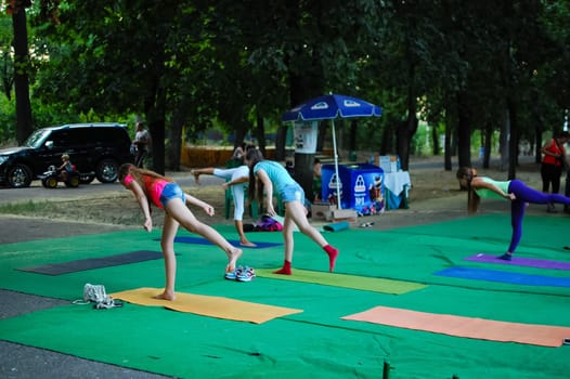 Russia, Volgodonsk - may 19, 2015: Yoga classes Gymnastics for the body yoga