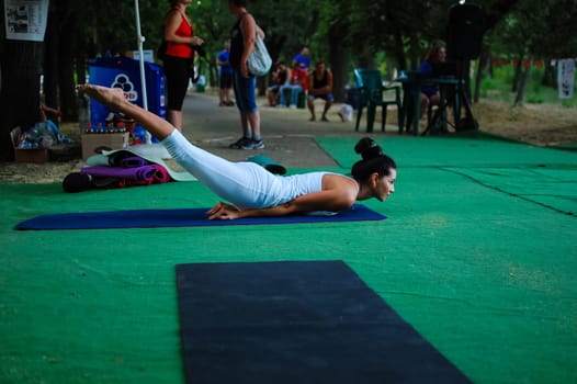 Russia, Volgodonsk - may 19, 2015: Yoga classes Gymnastics for the body yoga