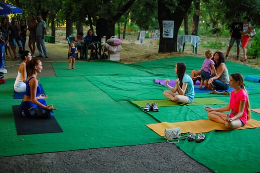 Russia, Volgodonsk - may 19, 2015: Yoga classes Gymnastics for the body yoga