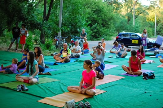 Russia, Volgodonsk - may 19, 2015: Yoga classes Gymnastics for the body yoga
