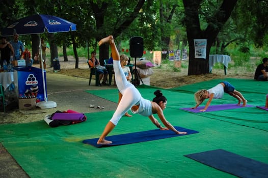 Russia, Volgodonsk - may 19, 2015: Yoga classes Gymnastics for the body yoga