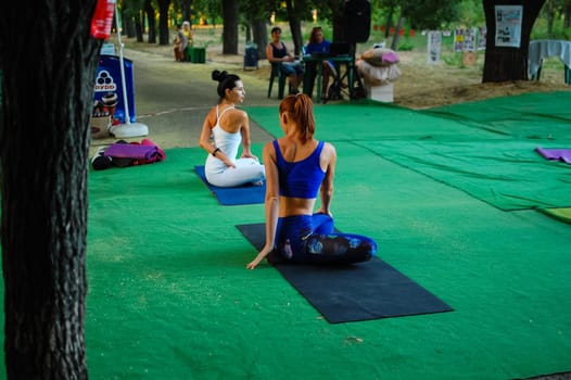 Russia, Volgodonsk - may 19, 2015: Yoga classes Gymnastics for the body yoga