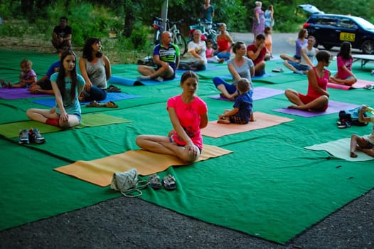 Russia, Volgodonsk - may 19, 2015: Yoga classes Gymnastics for the body yoga
