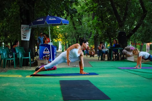 Russia, Volgodonsk - may 19, 2015: Yoga classes Gymnastics for the body yoga