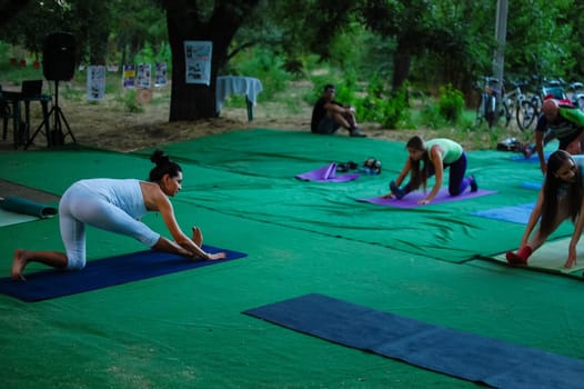 Russia, Volgodonsk - may 19, 2015: Yoga classes Gymnastics for the body yoga