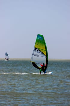 Russia, Volgodonsk - may 19, 2015: The competitions in sailing Swimming on sails