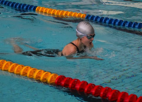 Russia, Volgodonsk - may 17, 2015: Swimming in the pool Training in swimming