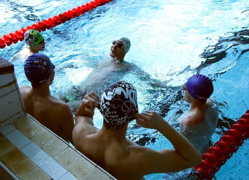 Russia, Volgodonsk - may 17, 2015: Swimming in the pool Training in swimming