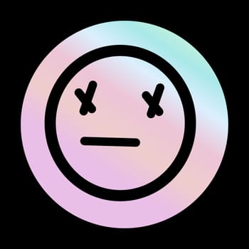 Y2k gradient element, 2000s sticker smile with hologram, vector futuristic style, trendy chrome shape. Abstract aesthetic retro element.