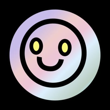 Y2k gradient element, 2000s sticker smile with hologram, vector futuristic style, trendy chrome shape. Abstract aesthetic retro element.