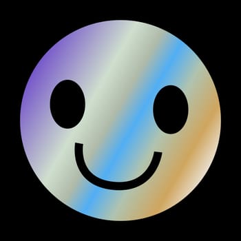 Y2k gradient element, 2000s sticker smile with hologram, vector futuristic style, trendy chrome shape. Abstract aesthetic retro element.