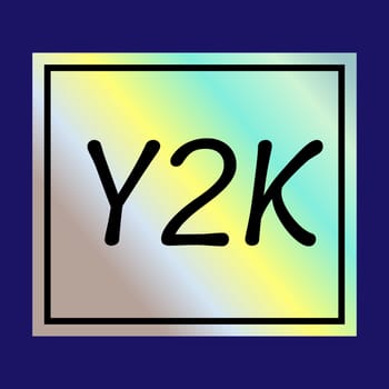 Y2k gradient element, 2000s sticker with hologram, vector futuristic style, trendy chrome shape. Abstract aesthetic retro element.