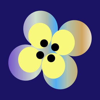 Y2k gradient element, 2000s sticker flower with hologram, vector futuristic style, trendy chrome shape. Abstract aesthetic retro element.