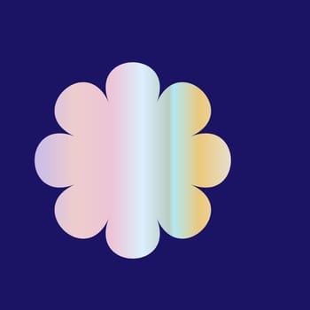 Y2k blur gradient, 2000s flower with hologram, vector futuristic shape. Abstract aesthetic retro figure.
