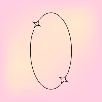 y2k retro element, 2000s element of frame and stars, shape in minimalistic style on gradient blurred background