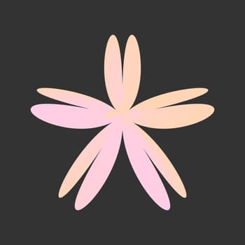 y2k retro element, 90s or 2000s figure in gradient peach and pink color. Illustration on black style.