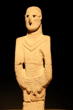 The famous Urfa man, Balikligöl Statue, a neolithic sculpture, statue found in the area of Göbekli Tepe and displayed in the Sanliurfa Museum, Sanliurfa, Turkey 2022