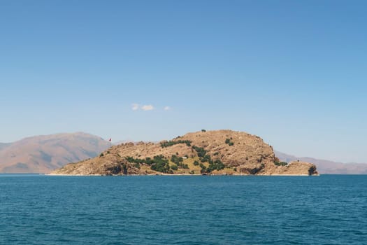 Akdamar Island on Lake Van, Van Gölü, seen from a boat, Van, Turkey 2022