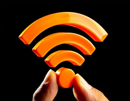 Wi-Fi network symbol. Wi-Fi sign with binary code. WiFi access, WiFi hotspot signal icon. Cellular connection zone. Data transfer. Router or mobile transmission.