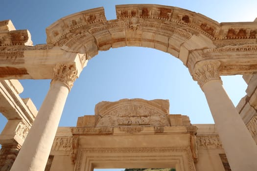 The elaborate arches of the Temple of Hadrian at Ephesus, near Selcuk, Turkey 2022