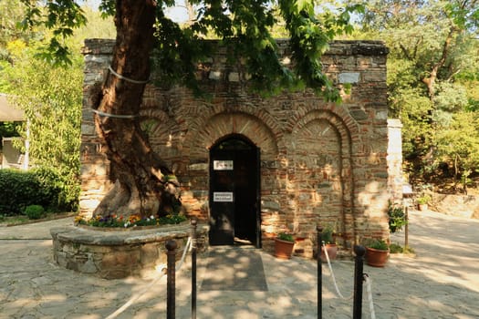 The entrance of the famous House of Virgin Mary close to Selcuk, Turkey 2022
