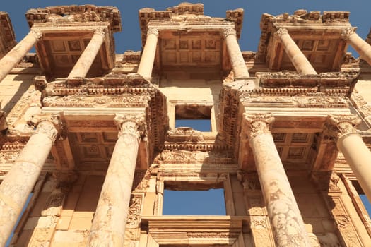 The impressive facade of the Library of Celsus at Ephesus, Selcuk, Turkey 2022