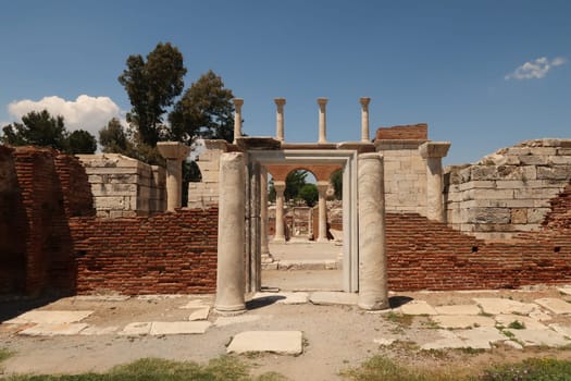 The entrance to the ruins of the Basilica of St. John in Selcuk, near Ephesus, Turkey 2022