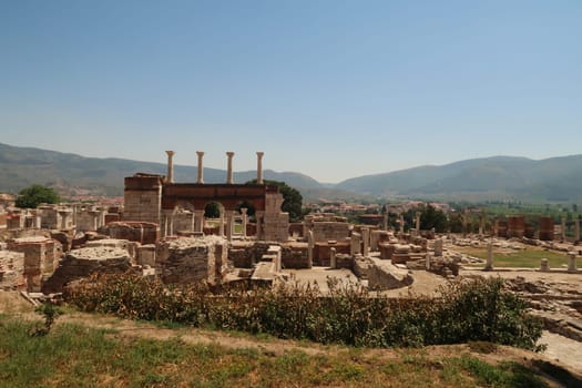 View onto the ancient ruins of the Basilica of St. John in Selcuk, near Ephesus, Turkey 2022