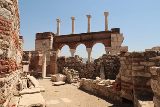 The ancient ruins of the Basilica of St. John in Selcuk, near Ephesus, Turkey 2022