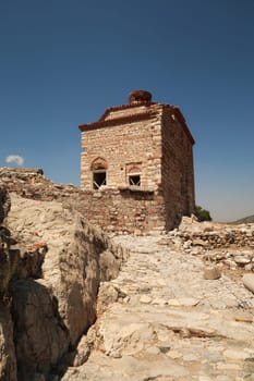 One of the remaining buildings inside of Ayasuluk Castle in Selcuk, near Ephesus, Turkey 2022