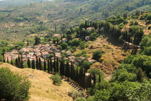 Spectacular view onto Sirince and the landscape around it, Izmir province, Turkey 2022