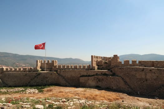 The fortified walls of Ayasuluk Castle in Selcuk, near Ephesus, Turkey 2022