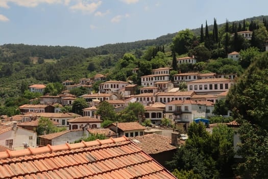 View onto Sirince and its beautiful traditional houses, Izmir Province, Turkey 2022