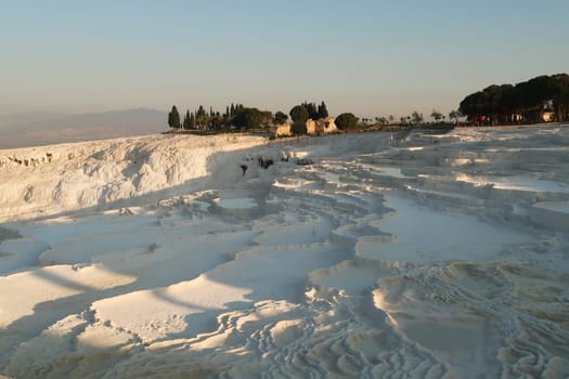 The many travertines of Pamukkale early in the morning, Denizli, Turkey 2022